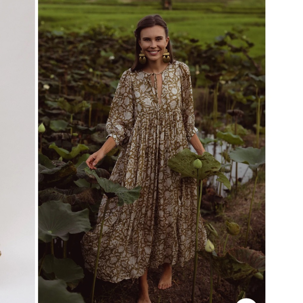 Kyra Olive Maxi Dress / Daughters of India / S